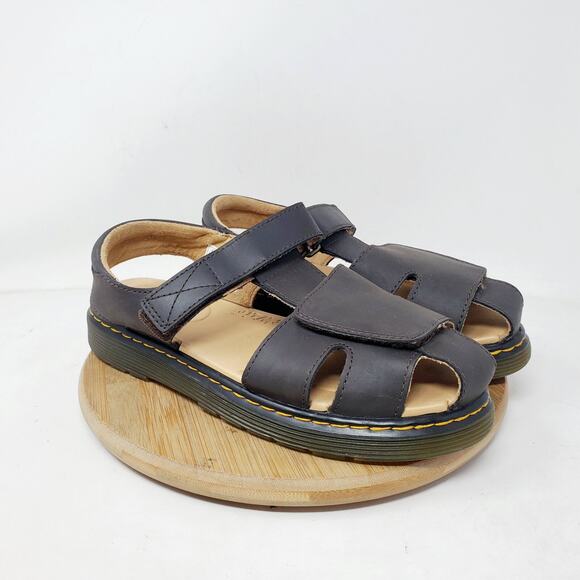 Dr Martens Sandals Womens 6 Moby Brown Leather Chunky Platform Fisherman Shoes - Picture 5 of 12